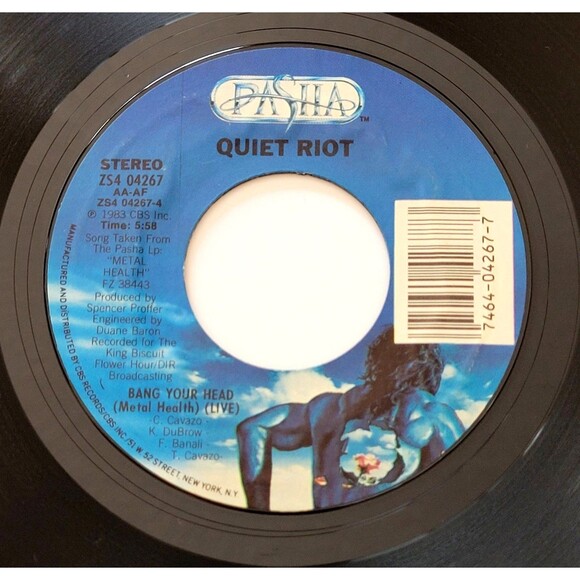 Quiet Riot Bang Your Head (Metal Health) / Live 45 RPM Vinyl Pasha VG+ Rock '83 - Picture 3 of 4